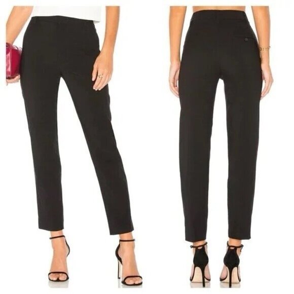 Vince Womens Tapered Ankle Trouser Sz 0 Black Stretch Wool Dress Pant $295 - Picture 4 of 10